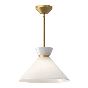 Halston One Light Pendant in Brushed Gold Glossy Opal Glass by Alora