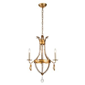 Monteleone 3-Light Chandelier in Gold Leaf w with Antique