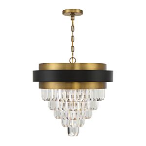 Marquise Four Light Chandelier in Matte Blackith Warm Brass Accents by Savoy House