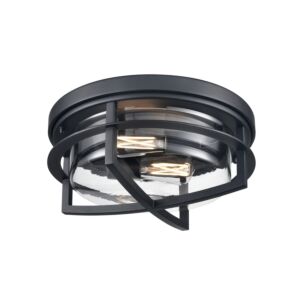 Five Points Outdoor 2-Light Outdoor Flush Mount in Black