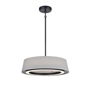 Celene CCT LED Pendant in Ebony with Grey Linen Shade