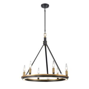 Aletheia Hybrid CCT 6-Light Chandelier in Brass and Graphite