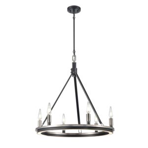 Aletheia Hybrid CCT 6-Light Chandelier in Satin Nickel and Graphite