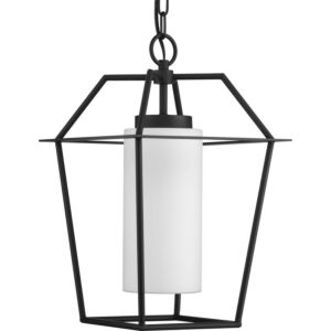 Chilton 1-Light Outdoor Hanging Lantern in Black