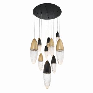 Ecrou  Chandelier in Mixed Black   Brass by Eurofase