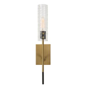 Telesto  Wall Sconce in Textured Black With Antique Brass by Uttermost