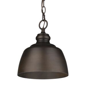 Holmes One Light Mini Pendant in Rubbed Bronze by Golden