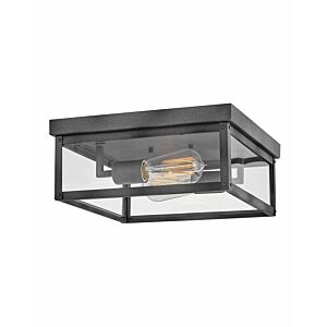 Hinkley Beckham 2-Light Flush Mount Outdoor Ceiling Light In Aged Zinc