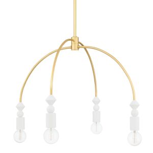 Flora Four Light Chandelier in Aged Brass by Mitzi