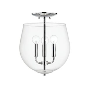 Bobbi 3-Light Semi-Flush Mount in Polished Nickel