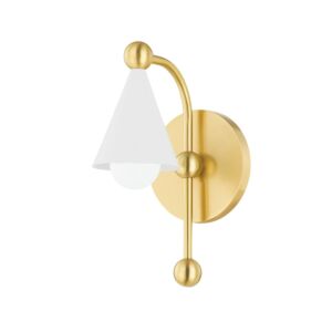 Hikari One Light Wall Sconce in Aged BrassSoft White by Mitzi