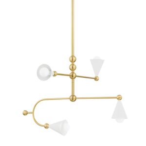 Hikari Four Light Chandelier in Aged BrassSoft White by Mitzi