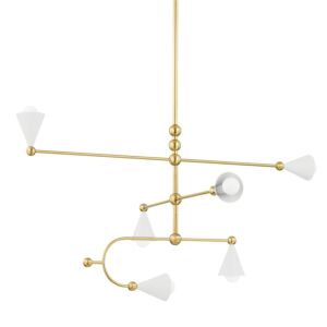 Hikari Six Light Chandelier in Aged BrassSoft White by Mitzi