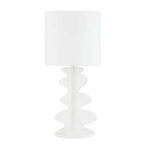 Liwa One Light Table Lamp in Aged BrassCeramic Gloss White by Mitzi