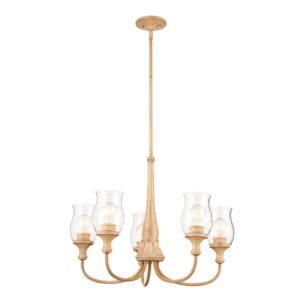 Melis 5-Light Chandelier in Warm Maple Wood