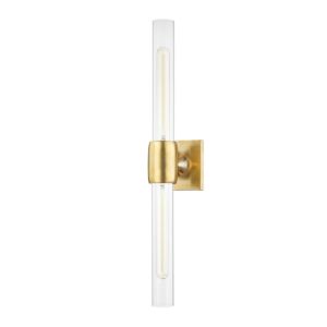 Hogan Two Light Wall Sconce in Aged Brass by Hudson Valley