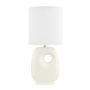 Harbor Park One Light Table Lamp in Aged Brass Satin Ivory by Hudson Valley