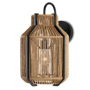 Mali  Wall Sconce in Natural Satin Black by Currey and Company