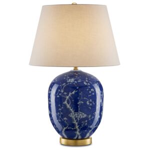 Sakura  Table Lamp in Blue White Gold Leaf by Currey and Company