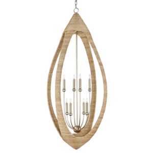 Menorca  Chandelier in Contemporary Silver Leaf Smokewood Natural Rope by Currey and Company