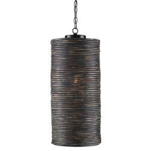 Nagano  Pendant in Satin Black Graywash by Currey and Company