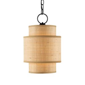 Mathias  Pendant in Natural Satin Black by Currey and Company