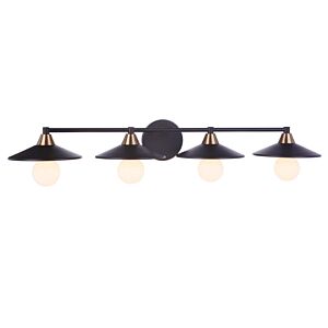 Isaac Four Light Vanity in Flat Black Satin Brass by Craftmade