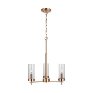 Zire Three Light Chandelier in Satin Brass by Visual Comfort Studio