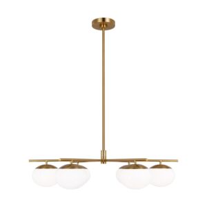 Lune Six Light Chandelier in Burnished Brass by Visual Comfort Studio