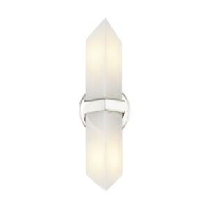 Valencia 2-Light Bathroom Vanity Light in Polished Nickel with Alabaster