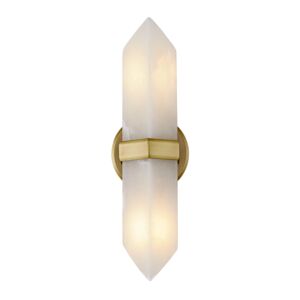 Valencia 2-Light Bathroom Vanity Light in Vintage Brass with Alabaster