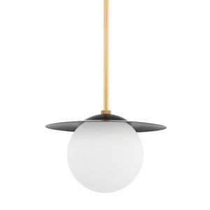 Marlene One Light Pendant in Aged BrassSoft Black by Mitzi