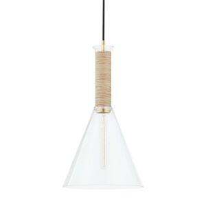 Besa One Light Pendant in Aged Brass by Mitzi