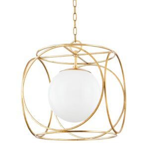 Claire One Light Pendant in Vintage Gold Leaf by Mitzi