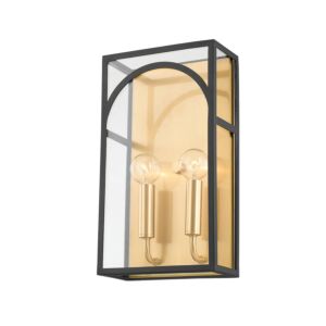 Addison 2-Light Wall Sconce in Aged Brass with Textured Black Combo