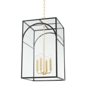 Addison Four Light Pendant in Aged BrassTextured Black Combo by Mitzi