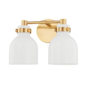 Elli Two Light Bath and Vanity in Aged Brass by Mitzi