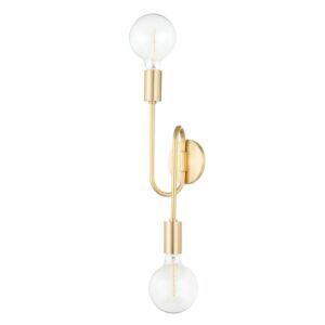 Zani Two Light Wall Sconce in Aged Brass by Mitzi