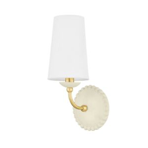 Rhea One Light Wall Sconce in Aged BrassCeramic Antique Ivory by Mitzi