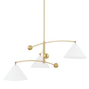 Birdie Three Light Chandelier in Aged Brass by Mitzi