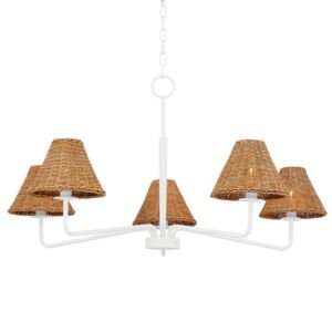 Issa Five Light Chandelier in Textured White by Mitzi