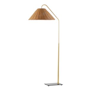 Lauren One Light Floor Lamp in Aged BrassTextured Black Combo by Mitzi