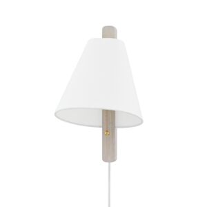 Ellen One Light Wall Sconce in Aged BrassWood Whitewash Ash by Mitzi