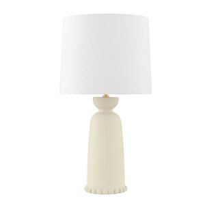 Rhea One Light Table Lamp in Aged BrassCeramic Antique Ivory by Mitzi