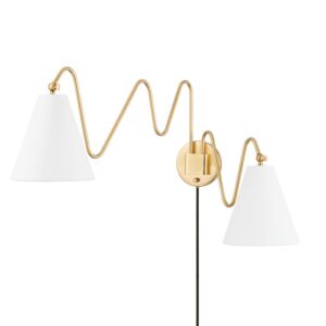 Onda Two Light Wall Sconce in Aged Brass by Mitzi