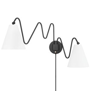 Onda Two Light Wall Sconce in Soft Black by Mitzi