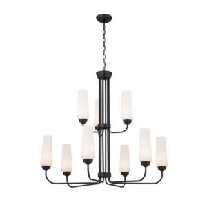 Truby Nine Light Chandelier in Black by Kichler