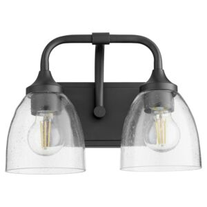 Enclave 2-Light Bathroom Vanity Light in Matte Black w with Clear/Seeded