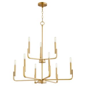 Tempo 9-Light Chandelier in Aged Brass