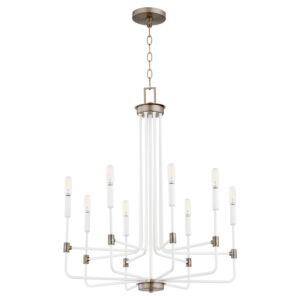 Davies 8-Light Chandelier in Studio White w with Dark Brass